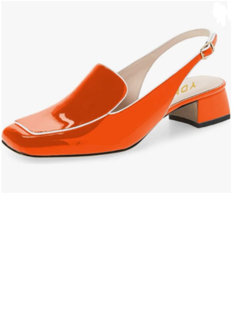 YDN Orange Square Toe Block Low Heels Slingback Formal Loafer Dressy Shoes